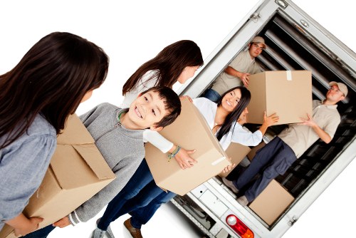 Small removals van in Clapham residential street
